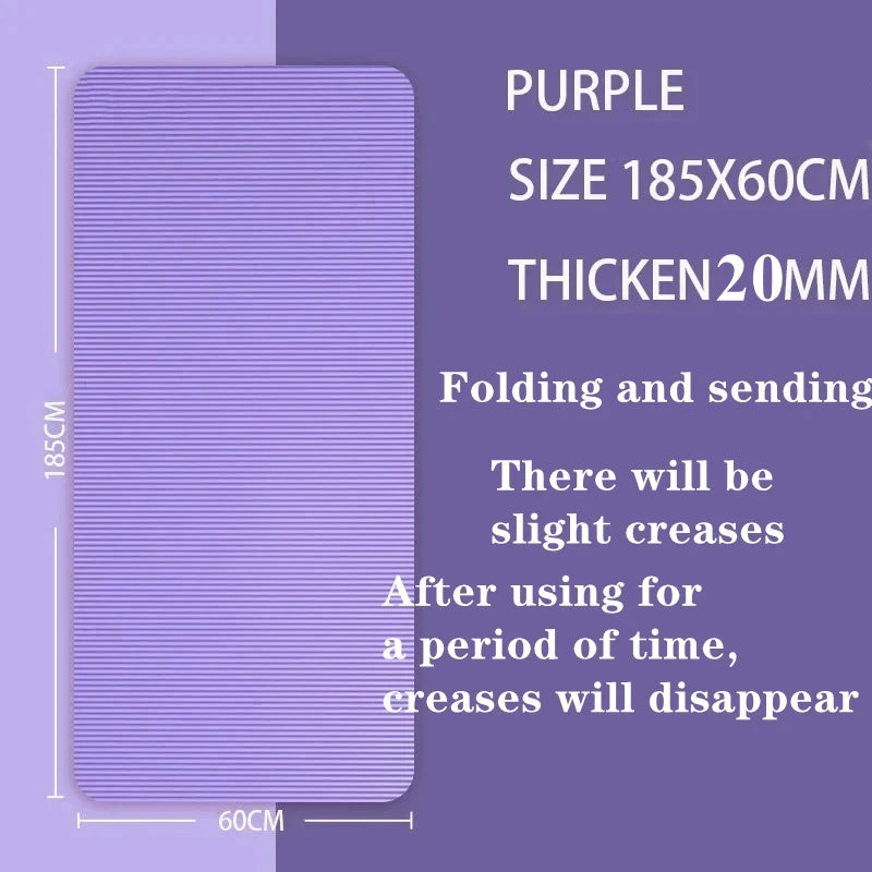 NBR Yoga Mat 20MM Thicken Moisture-proof Outdoor Non-Slip Durable Camping Picnic Mat 185x61cm Exercise Gym Fitness Workout