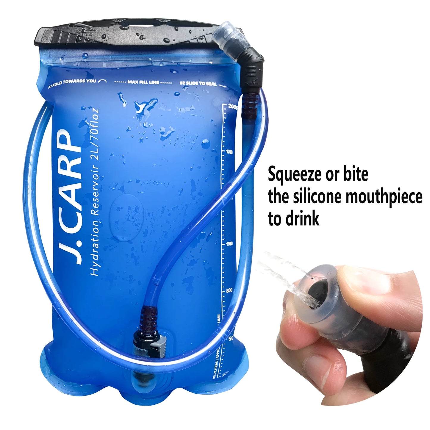 2L Leak Proof Water Reservoir Hydration Storage Bladder Bag BPA Free Hydration Pack Two Modes Refilling Cap for Cycling Hiking