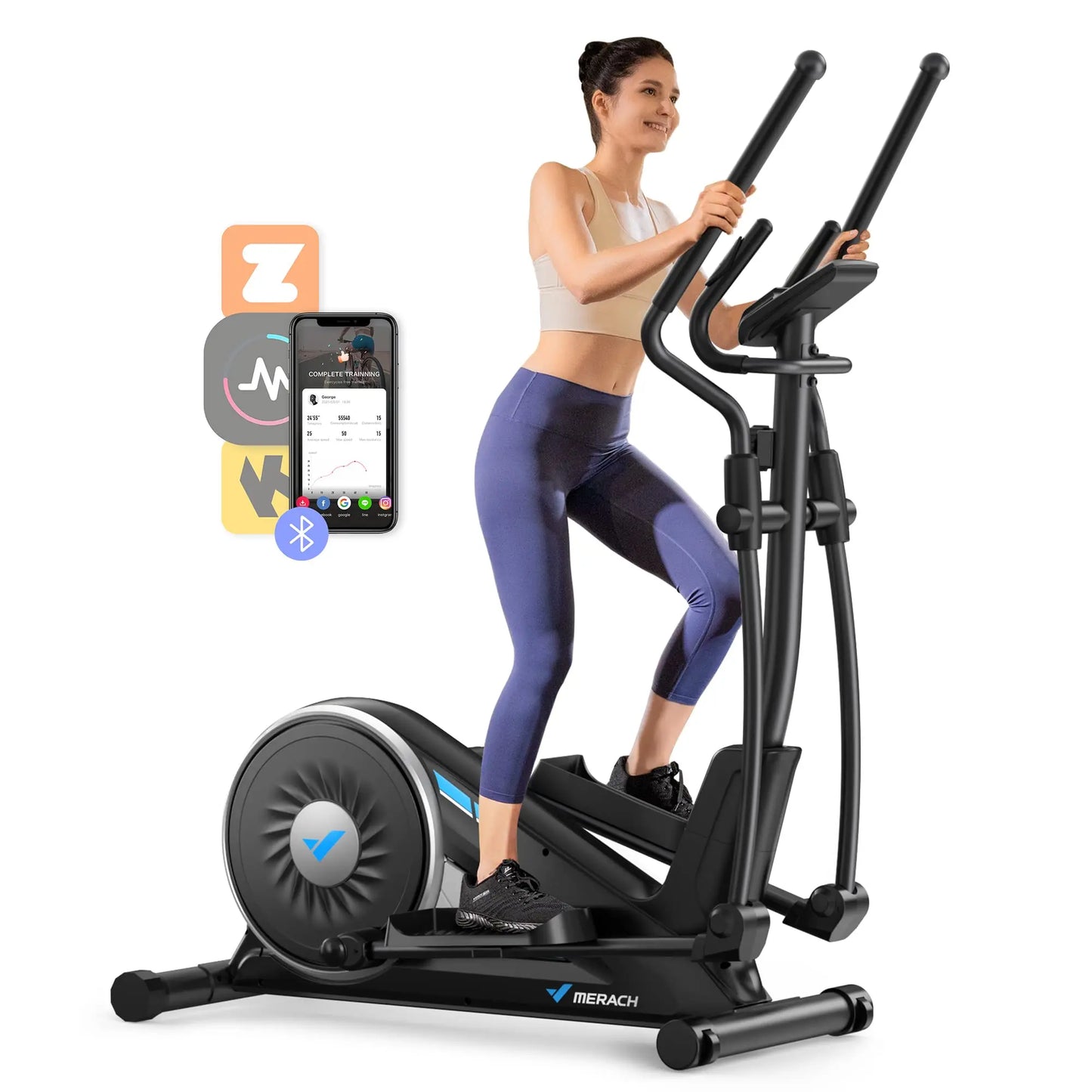 MERACH Elliptical Machine Elliptical Machine Home Hyper-Quiet Magnetic Drive System 16Levels Adjustable Resistance MERACH App
