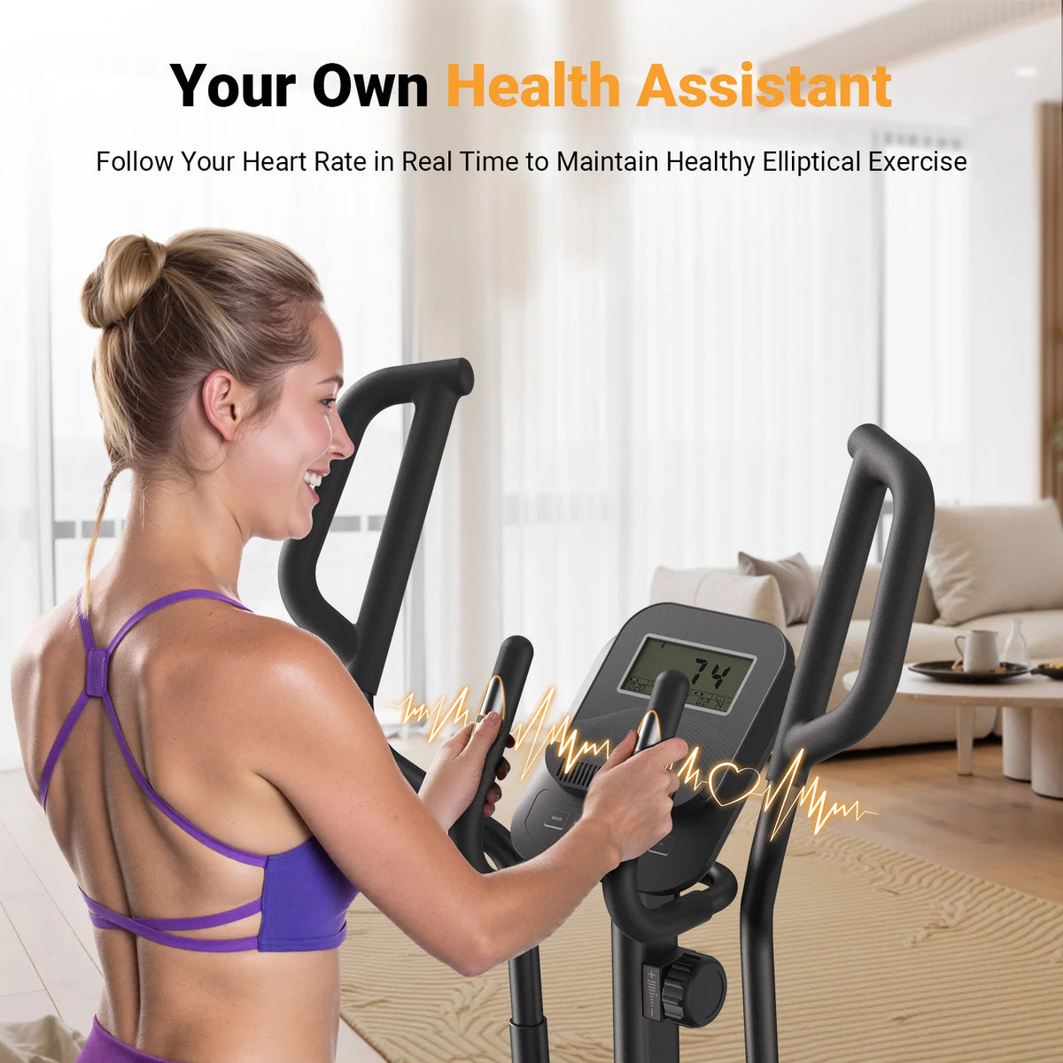 Merlin Muscle Machine MERACH Elliptical Exercise Machine with 18.5IN Stride Hyper-Quiet Magn ...