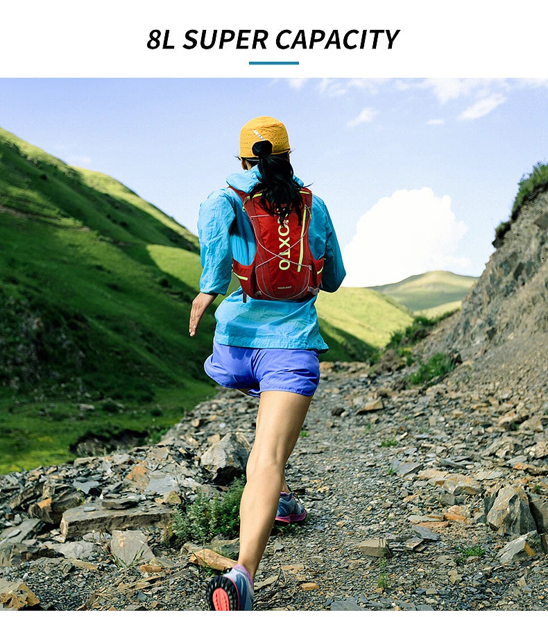 running hydrating vest backpack 8L, cycling hydrating backpack hiking marathon hydrating, with 1.5L water bag 500ml water bottle