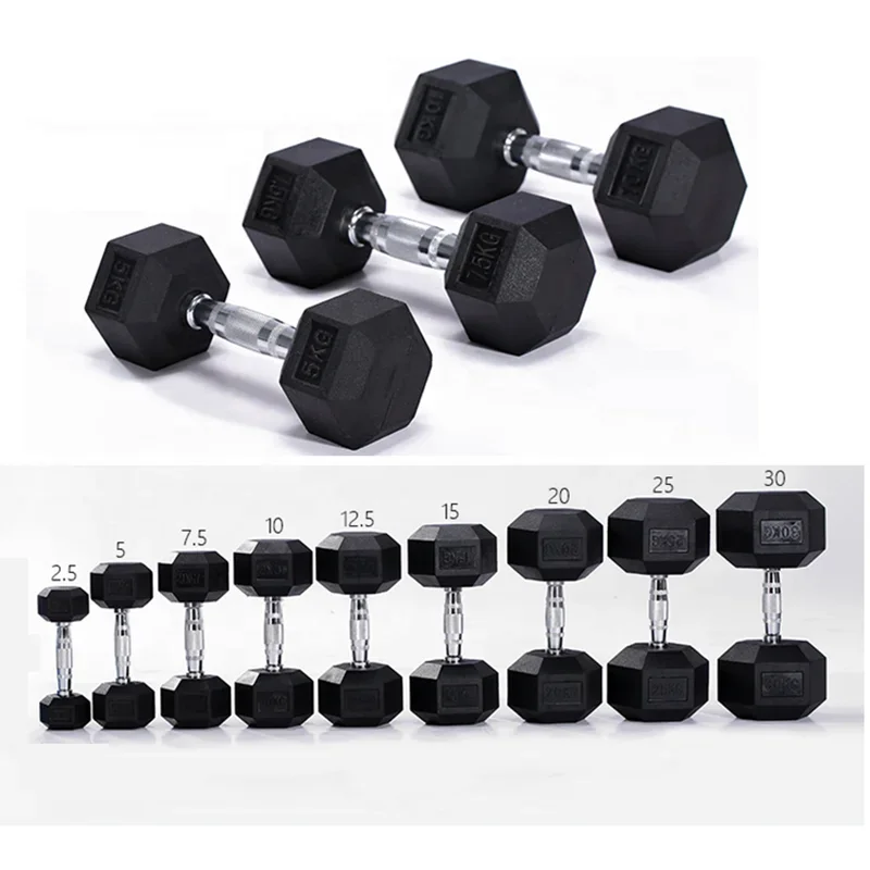 l # Hexagonal Dumbbell Set Hexagonal Rubber Dumbbells Children's Weight Fitness Equipment Adjustable Dumbbells 5kg 10kg 20kg