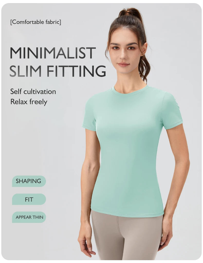 2024 Women Sports Shirt Tight Yoga top Quick Dry Gym Top Outdoor Short Sleeve  Running Sportswear Women T-shirts