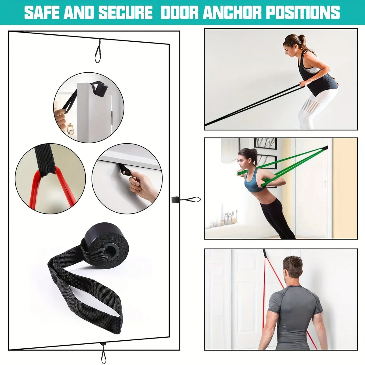 5-Piece Resistance Band Set with Door Anchor for Men and Women, Assisted Pull-Up Bands for Exercise Stretching and Muscle Traing