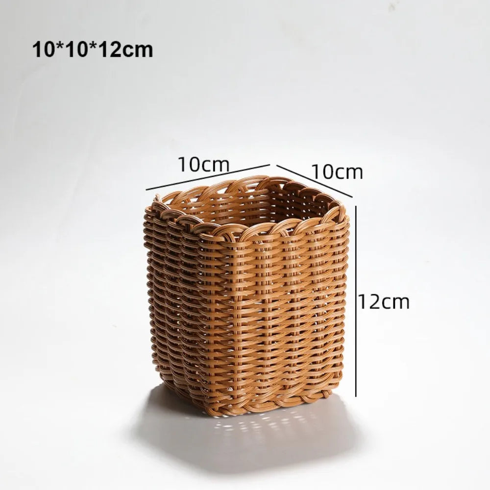 New Hardness Rattan Wicker Woven Serving Baskets Household 10 Styles Handwoven Bread Fruit Vegetables Basket Rattan Basket