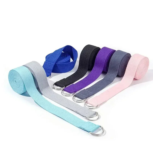 1.8mx3.8cm Yoga Strap Durable Cotton Exercise Straps Adjustable D-Ring Buckle Gives Flexibility for Yoga Stretching
