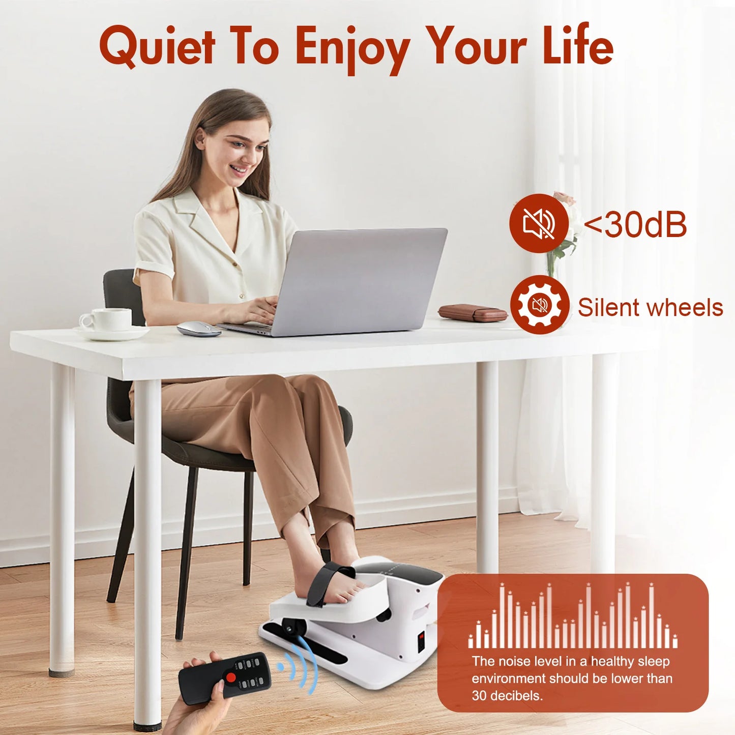 Electric Elliptical Under Desk Trainer Portable Seated Pedal Leg Exerciser with Remote Control LCD Display for Seniors Adults