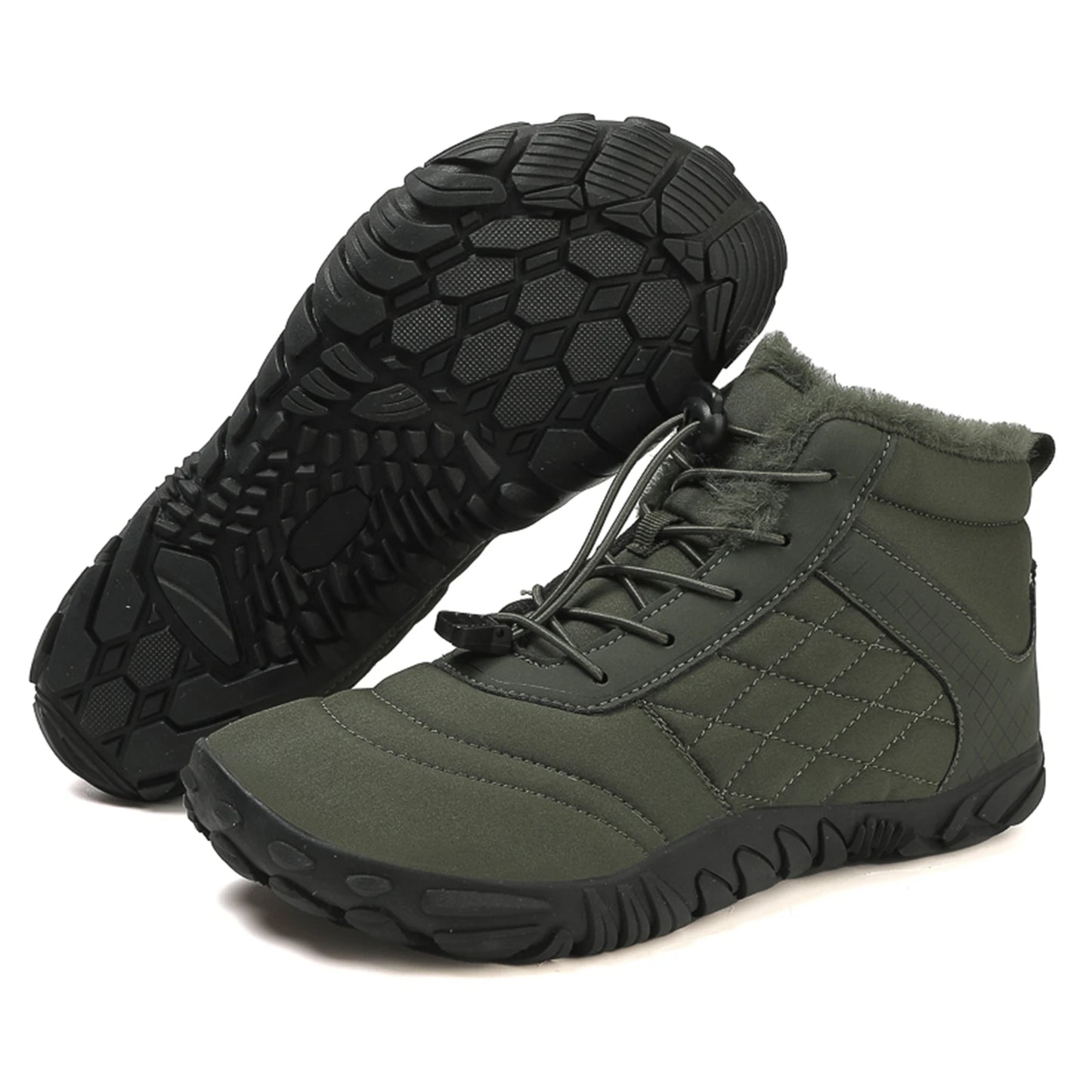 Plus Size Barefoot Hiking Boot Thermal Ankle Bootie Fleece-Lined Casual Sneakers Anti-slip for Men Women