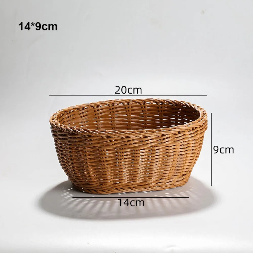 New Hardness Rattan Wicker Woven Serving Baskets Household 10 Styles Handwoven Bread Fruit Vegetables Basket Rattan Basket