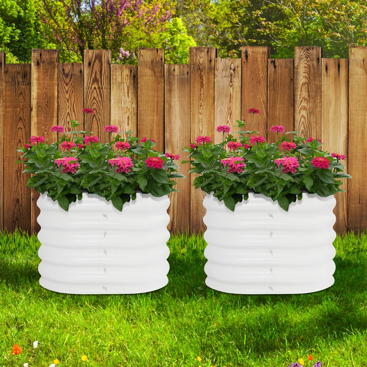 2PCS Raised Garden Bed Garden Raised Planter Box Elevated Planting Bed for Indoor Outdoor Vegetable Flower Herb Gardening