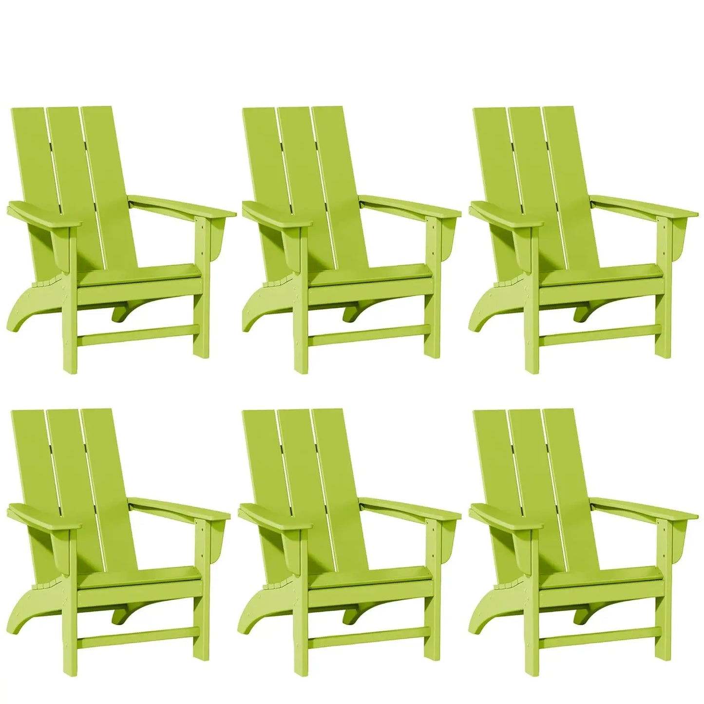 Poly Lumber Adirondack Chairs Set of 6, All-Weather Resistant Outdoor Patio Chairs, Look Like Wood, Pre-Assembled, Customized