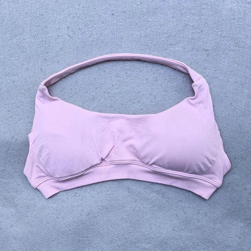 Seamless Yoga Set 2 PCS Sports Suit Female Workout Clothes Halter Sports Bra Scrunch Bum Gym Shorts Women Running Sportswear