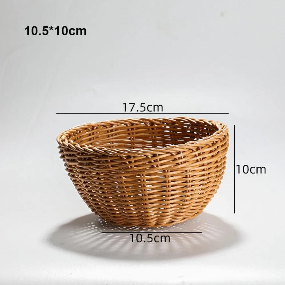 New Hardness Rattan Wicker Woven Serving Baskets Household 10 Styles Handwoven Bread Fruit Vegetables Basket Rattan Basket