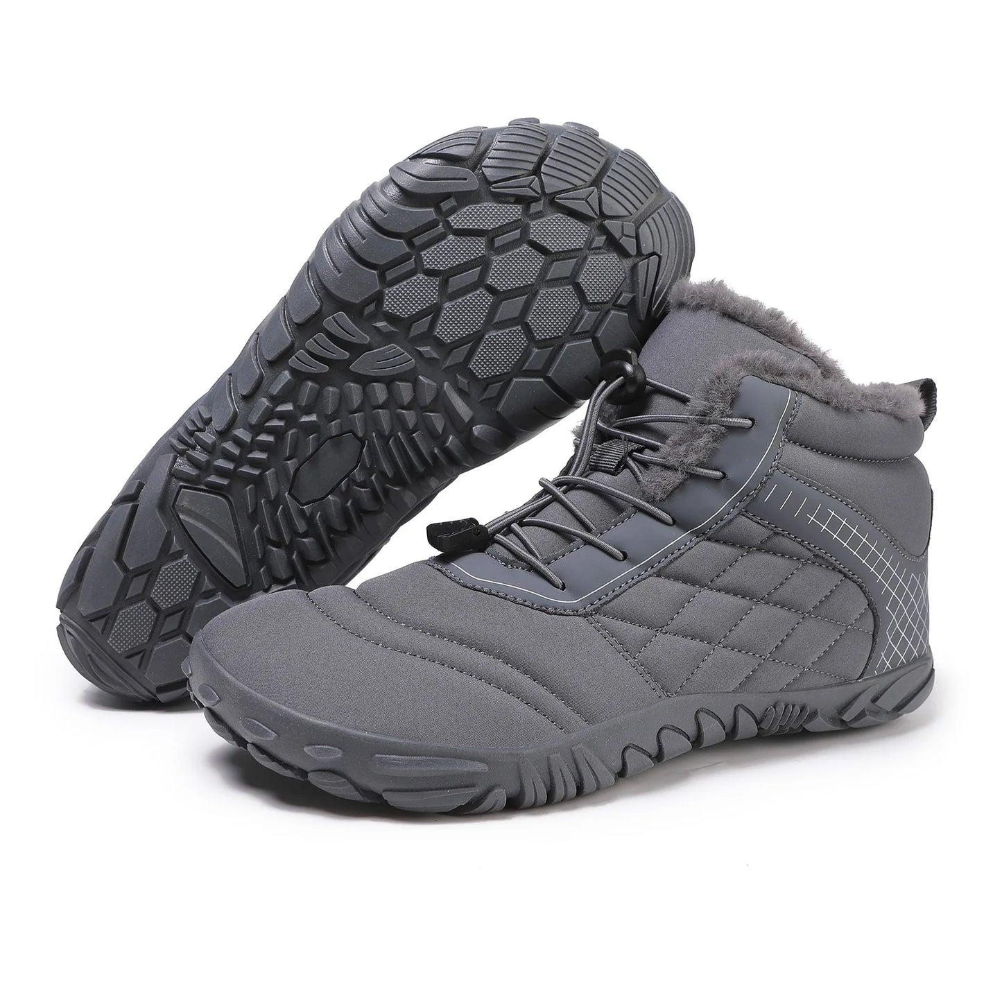 Plus Size Barefoot Hiking Boot Thermal Ankle Bootie Fleece-Lined Casual Sneakers Anti-slip for Men Women