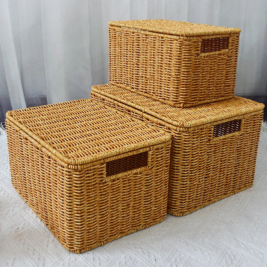 Rattan woven oversized storage box Household box Sorting clothes quilts large capacity dormitory storage box Laundry Baskets