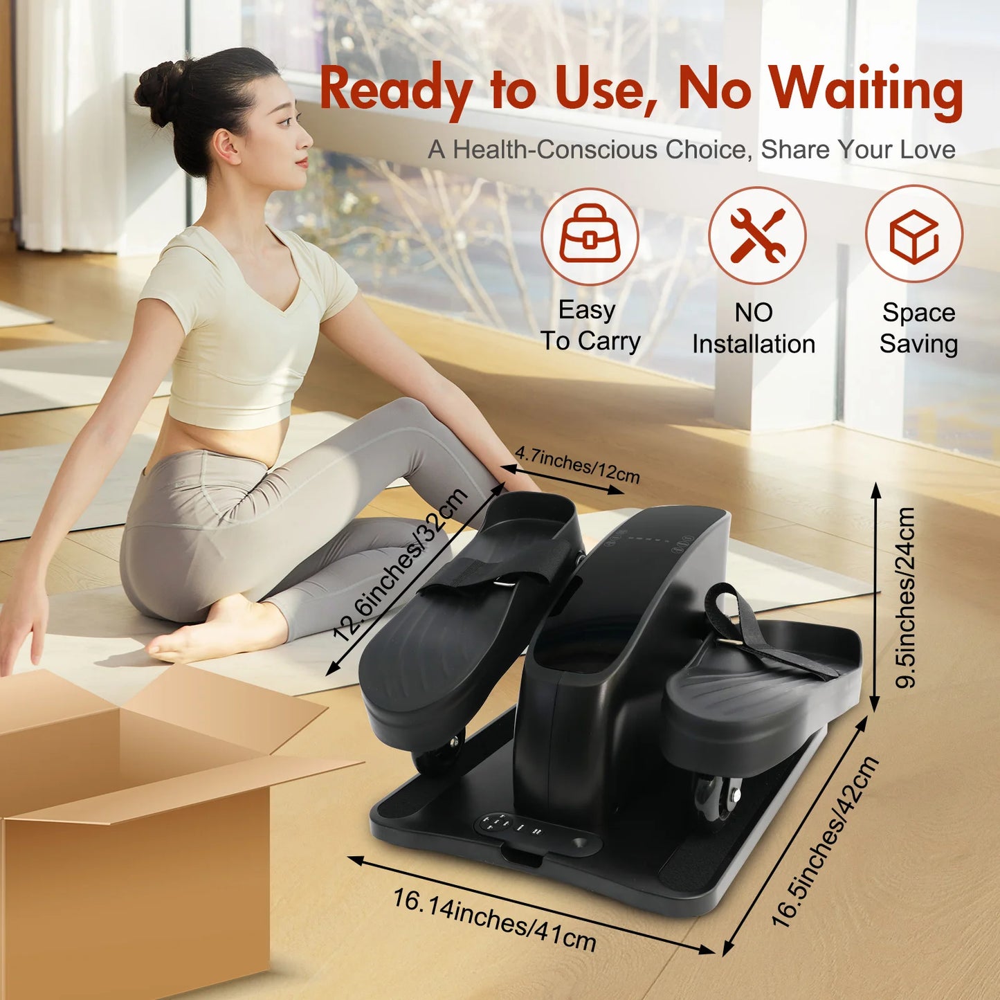 Electric Elliptical Under Desk Trainer Portable Seated Pedal Leg Exerciser with Remote Control LCD Display for Seniors Adults