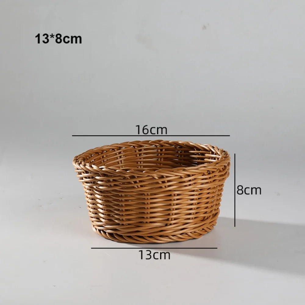 New Hardness Rattan Wicker Woven Serving Baskets Household 10 Styles Handwoven Bread Fruit Vegetables Basket Rattan Basket