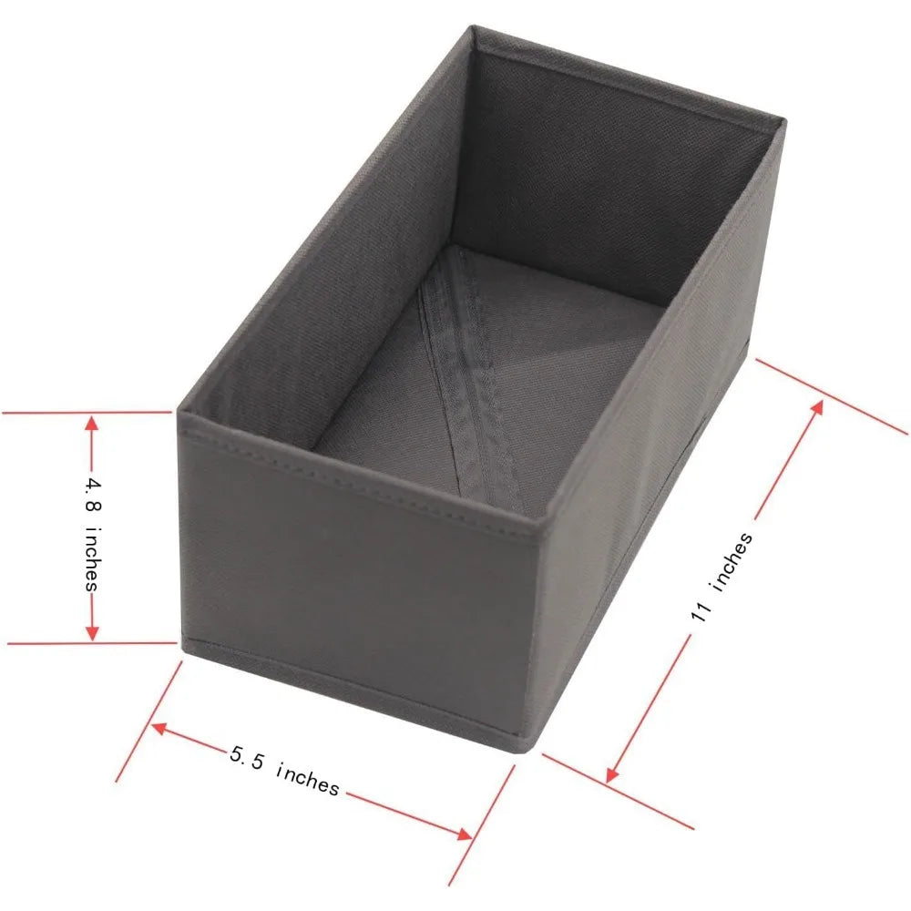 Clothes Drawer Organizer Set of 3 Gray, 11'x5.5'x4.8', Dresser Drawer Dividers for Underwear Socks Undergarments