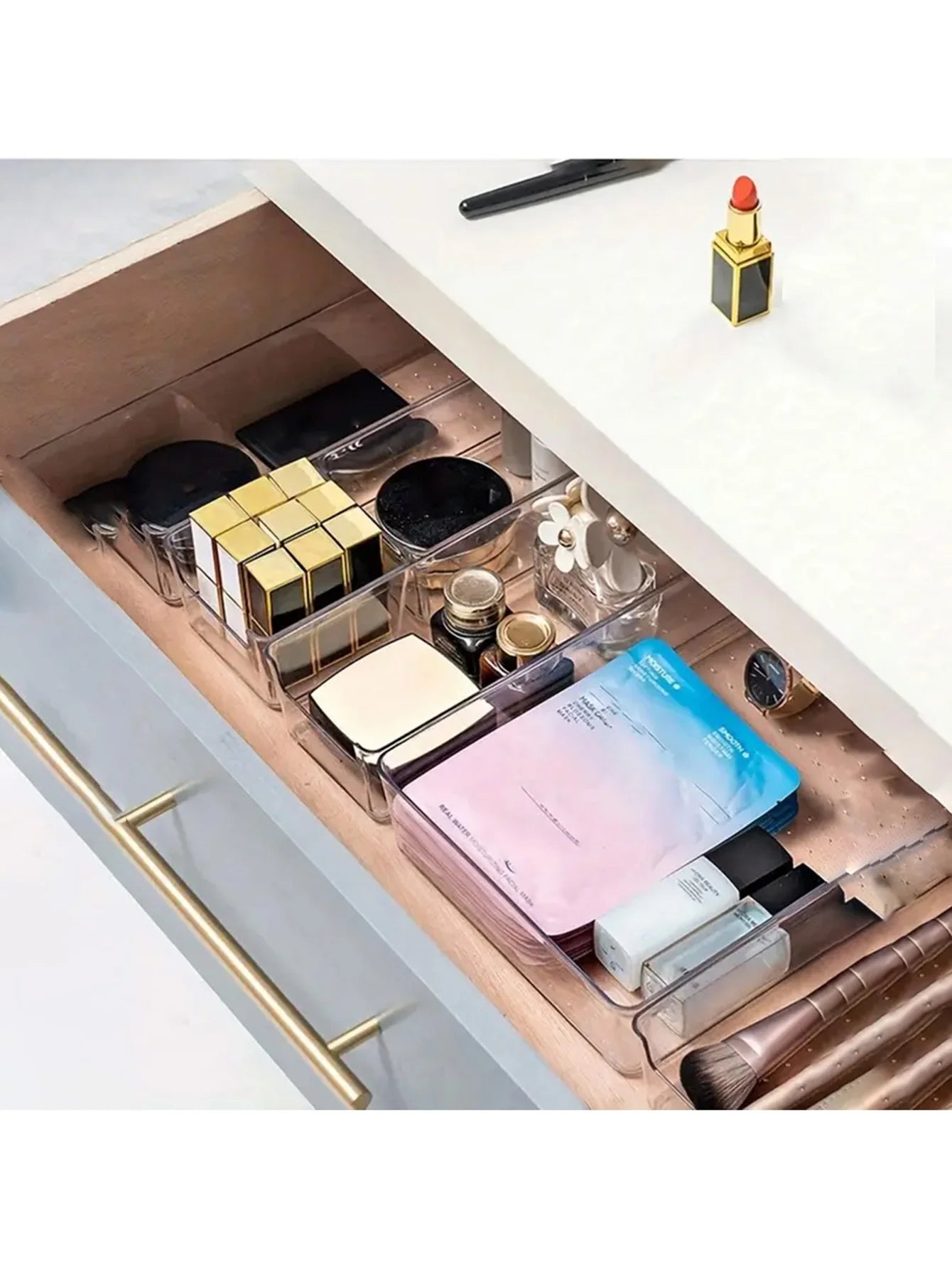44pcs Drawer storage box set, multi-functional transparent plastic drawer storage set, drawer divider storage box and storage
