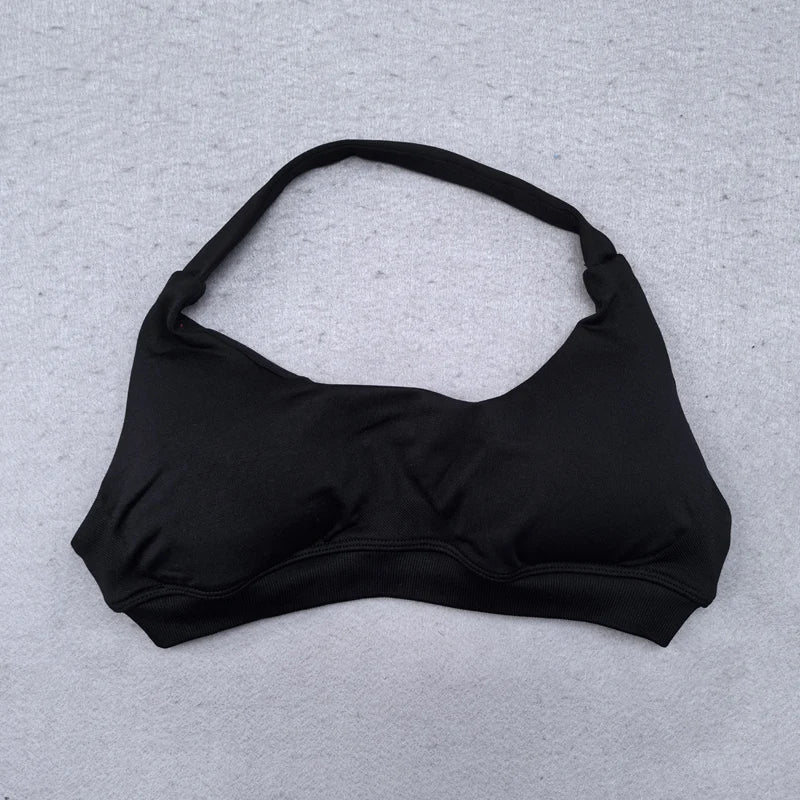 Seamless Yoga Set 2 PCS Sports Suit Female Workout Clothes Halter Sports Bra Scrunch Bum Gym Shorts Women Running Sportswear