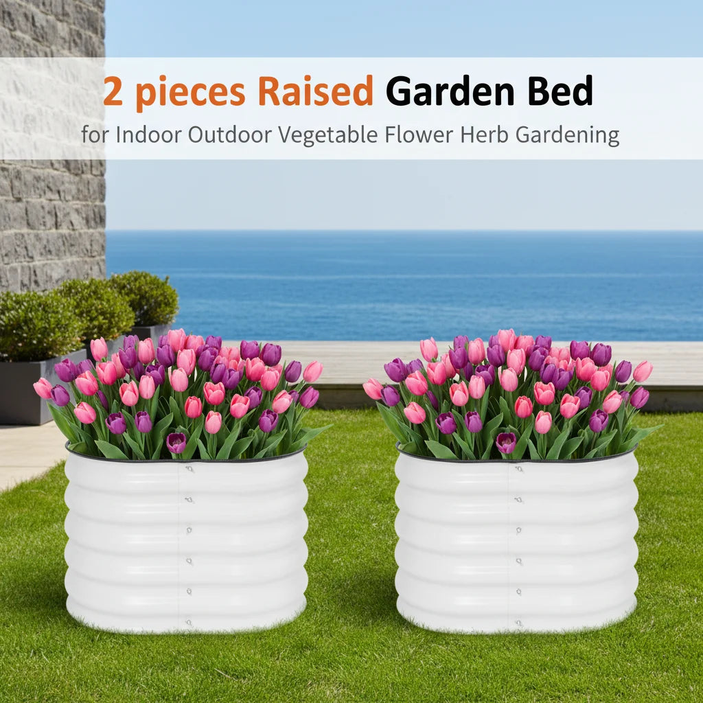 2PCS Raised Garden Bed Garden Raised Planter Box Elevated Planting Bed for Indoor Outdoor Vegetable Flower Herb Gardening