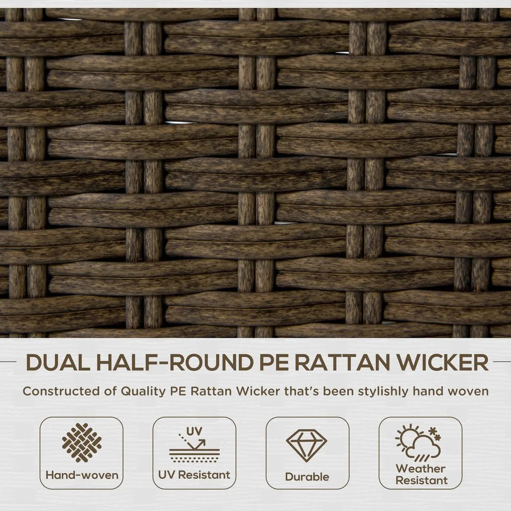 5pc Outdoor Wicker Patio Furniture Set, Table, 4 Seats, Soft Cushions, Grey