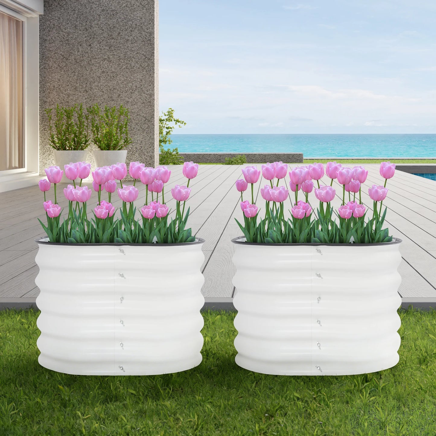 2PCS Raised Garden Bed Garden Raised Planter Box Elevated Planting Bed for Indoor Outdoor Vegetable Flower Herb Gardening