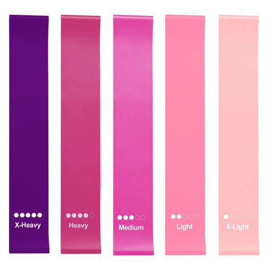 Set of 5 Resistance Exercise Loop Bands Fitness Yoga Resistance Band TPE Pink