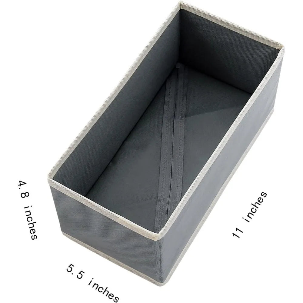 Clothes Drawer Organizer Set of 3 Gray, 11'x5.5'x4.8', Dresser Drawer Dividers for Underwear Socks Undergarments
