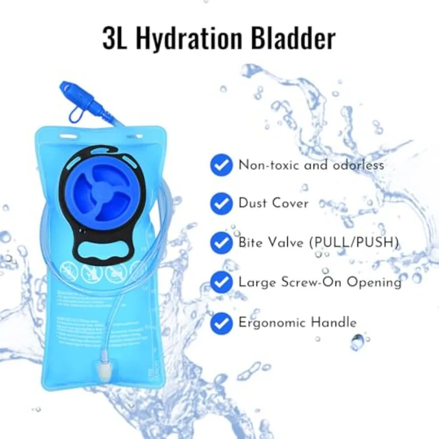 20L Multipurpose Hiking Backpack with 3L Water Bladder Durable Hydration Backpack with Insulated Bladder Compartment, Hidden He