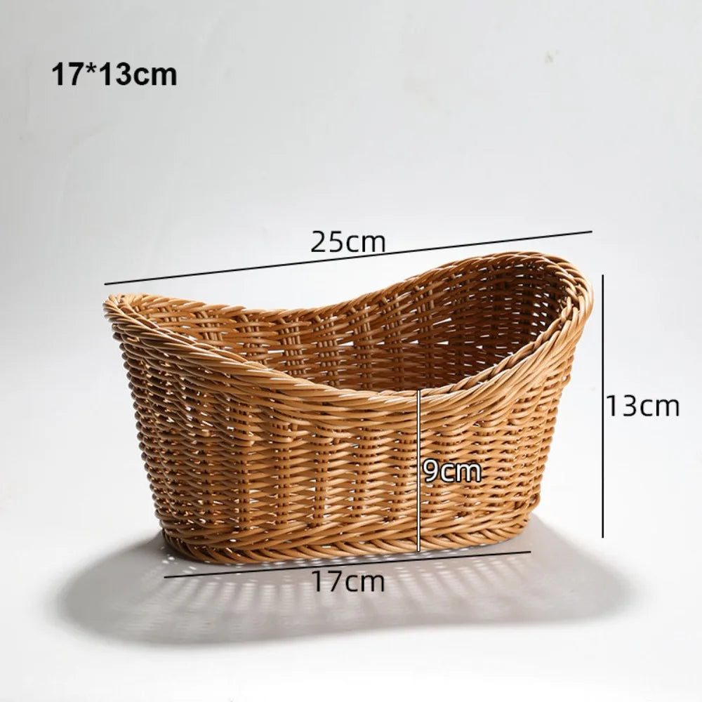 New Hardness Rattan Wicker Woven Serving Baskets Household 10 Styles Handwoven Bread Fruit Vegetables Basket Rattan Basket