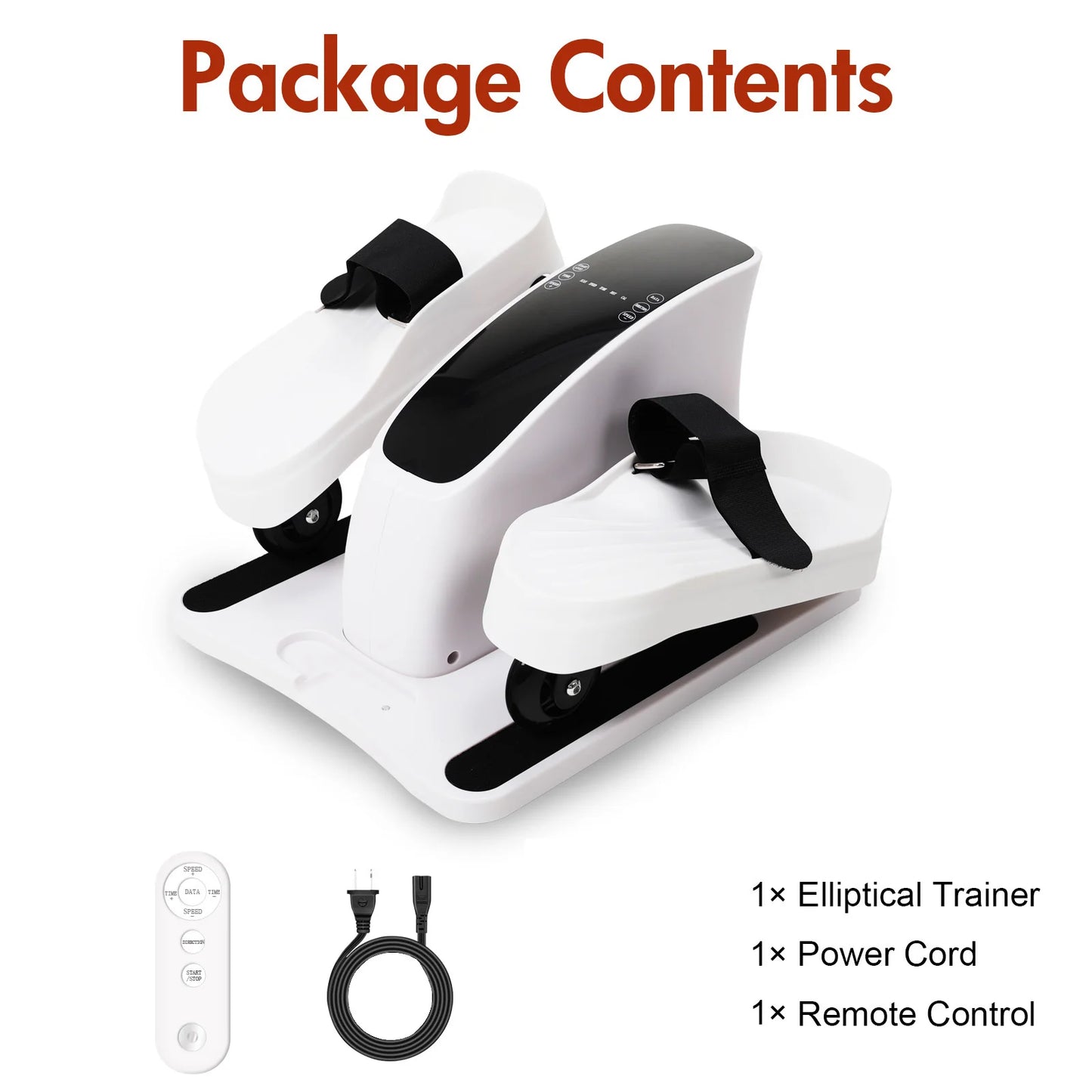 Electric Elliptical Under Desk Trainer Portable Seated Pedal Leg Exerciser with Remote Control LCD Display for Seniors Adults