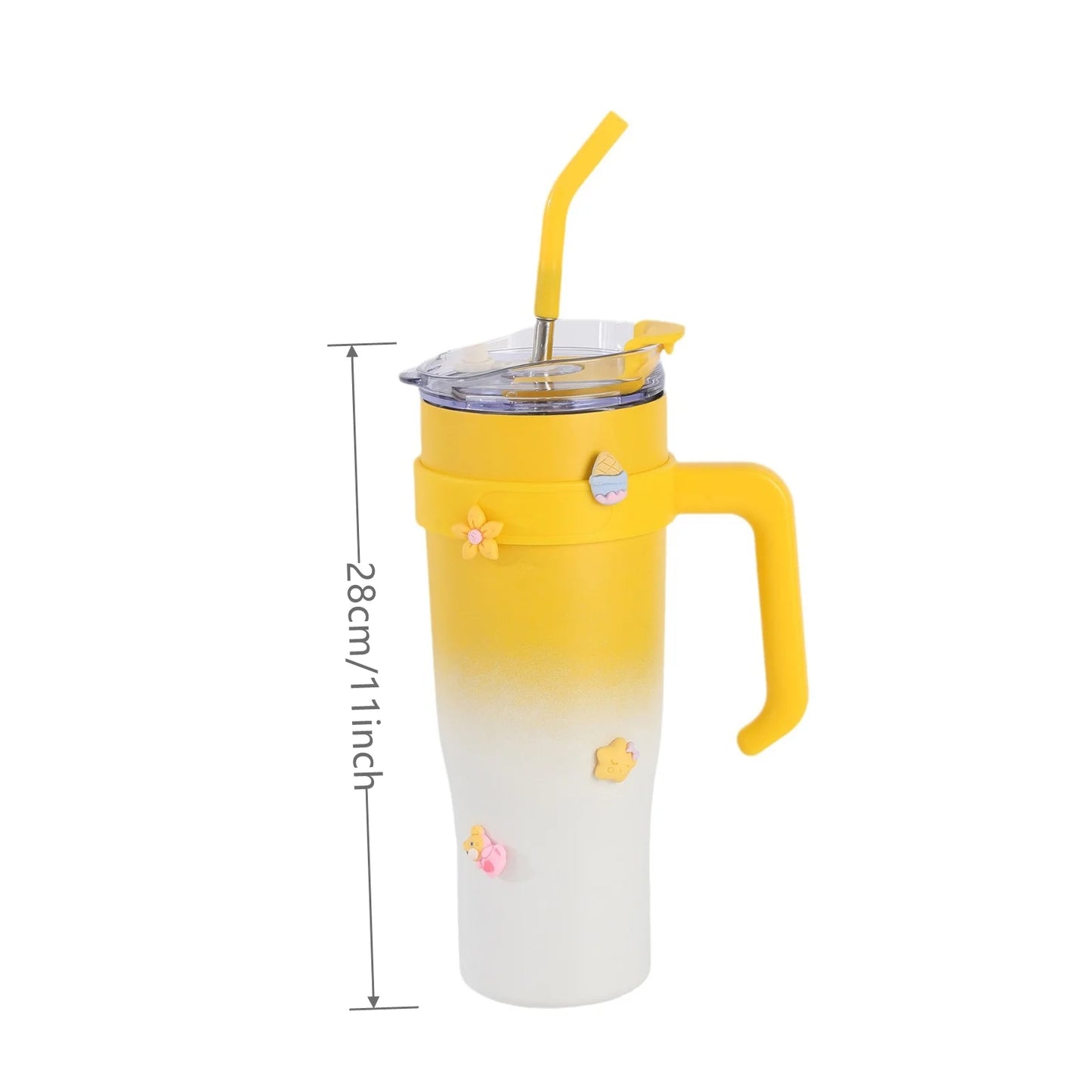 Trendy Cross-border 40oz Handle Car Cup 304 Stainless Steel Large Capacity Giant Insulated Cup High Appearance Straw