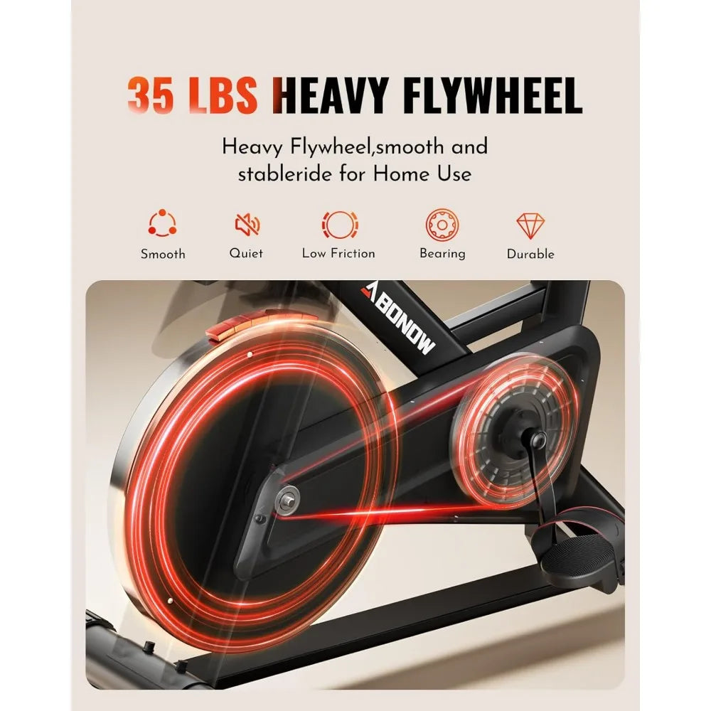 Exercise Bike, Low Noise Stationary Bikes for Home, Adjustable Brake Pad Indoor Cycling Bike, 300lbs Capacity Compact Workout Bi