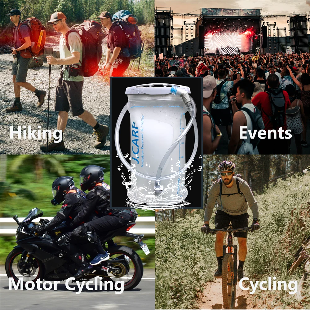 2L Leak Proof Water Reservoir Hydration Storage Bladder Bag BPA Free Hydration Pack Two Modes Refilling Cap for Cycling Hiking