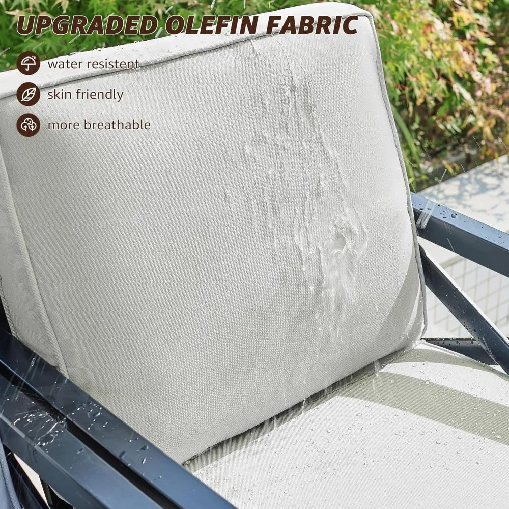 Outdoor Patio Furniture 4 Pieces Set, Modern Patio Conversation Sets, Outdoor Sectional Metal Sofa with 5.5 Inch Cushion